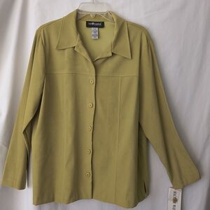 Sag Harbor Moleskin Citrius Green Button-Down Top